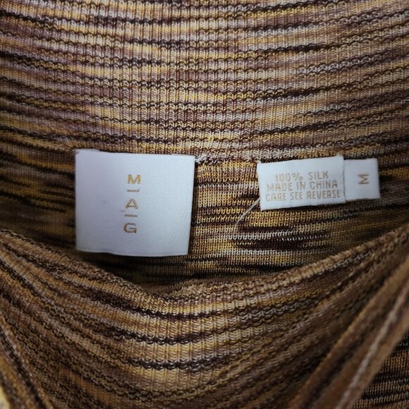 MAG Y2K 100% Silk Chevron Knit Maxi Dress Boho Resortwear Size M - Picture 4 of 8